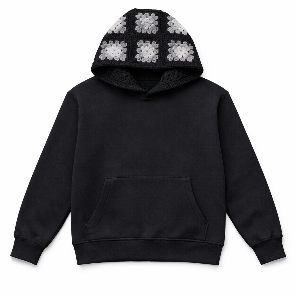 black crochet hoodie