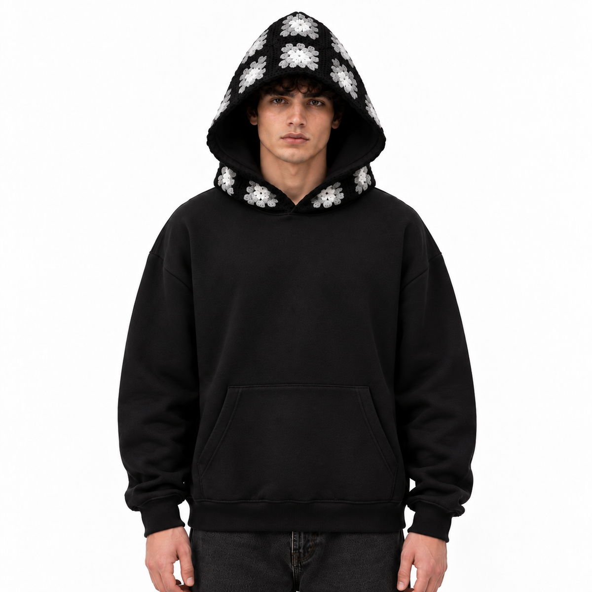 Granny square crochet hoodie