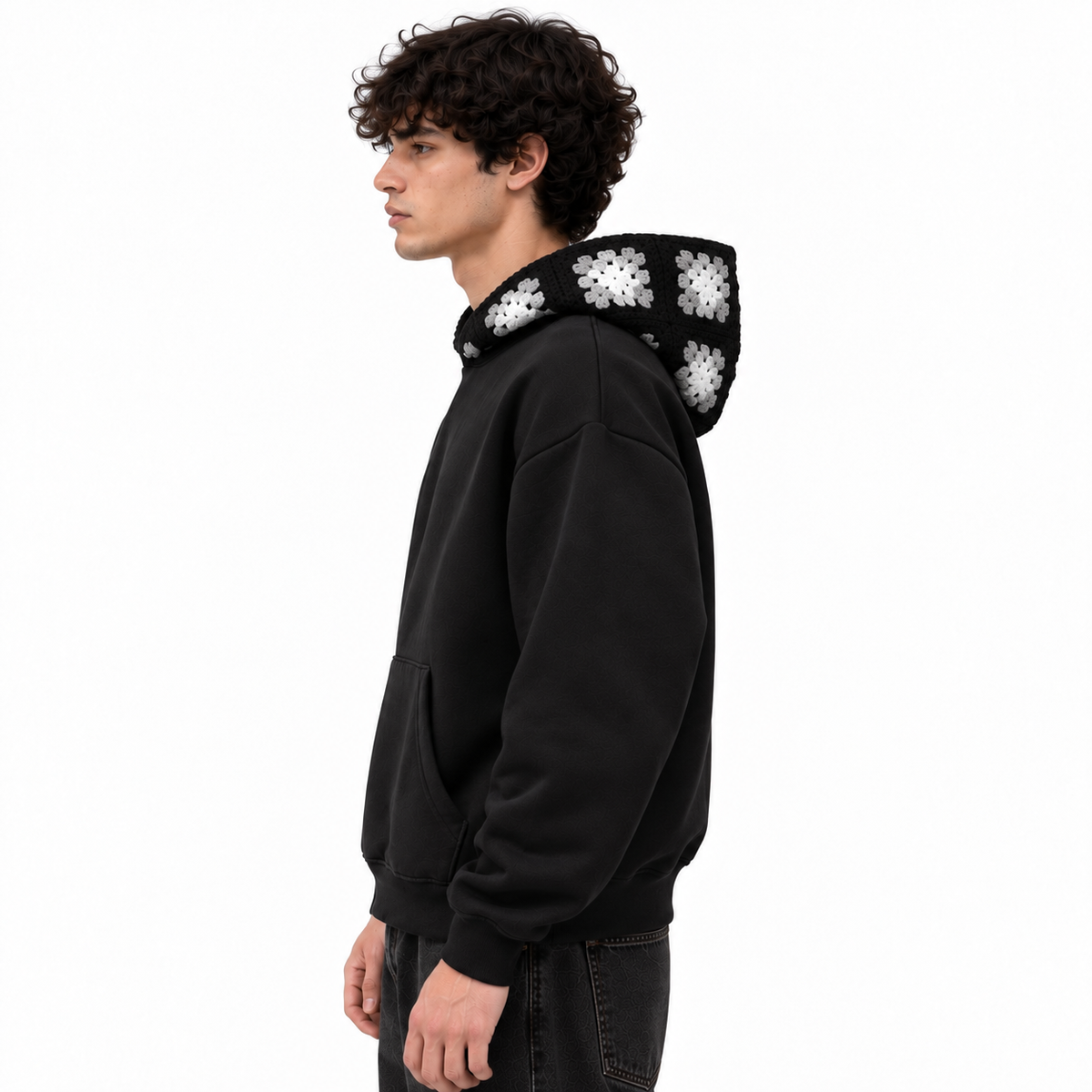 Granny square crochet hoodie