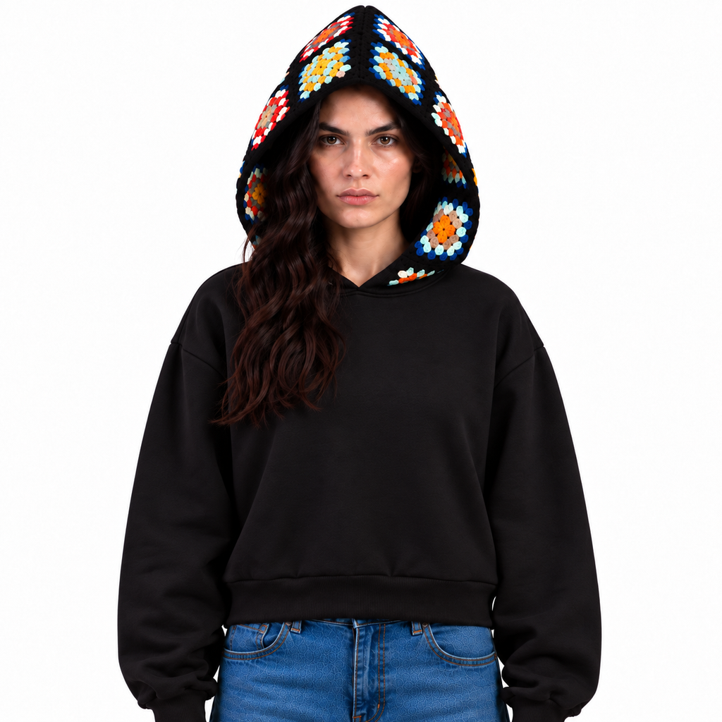 Granny square crochet hoodie