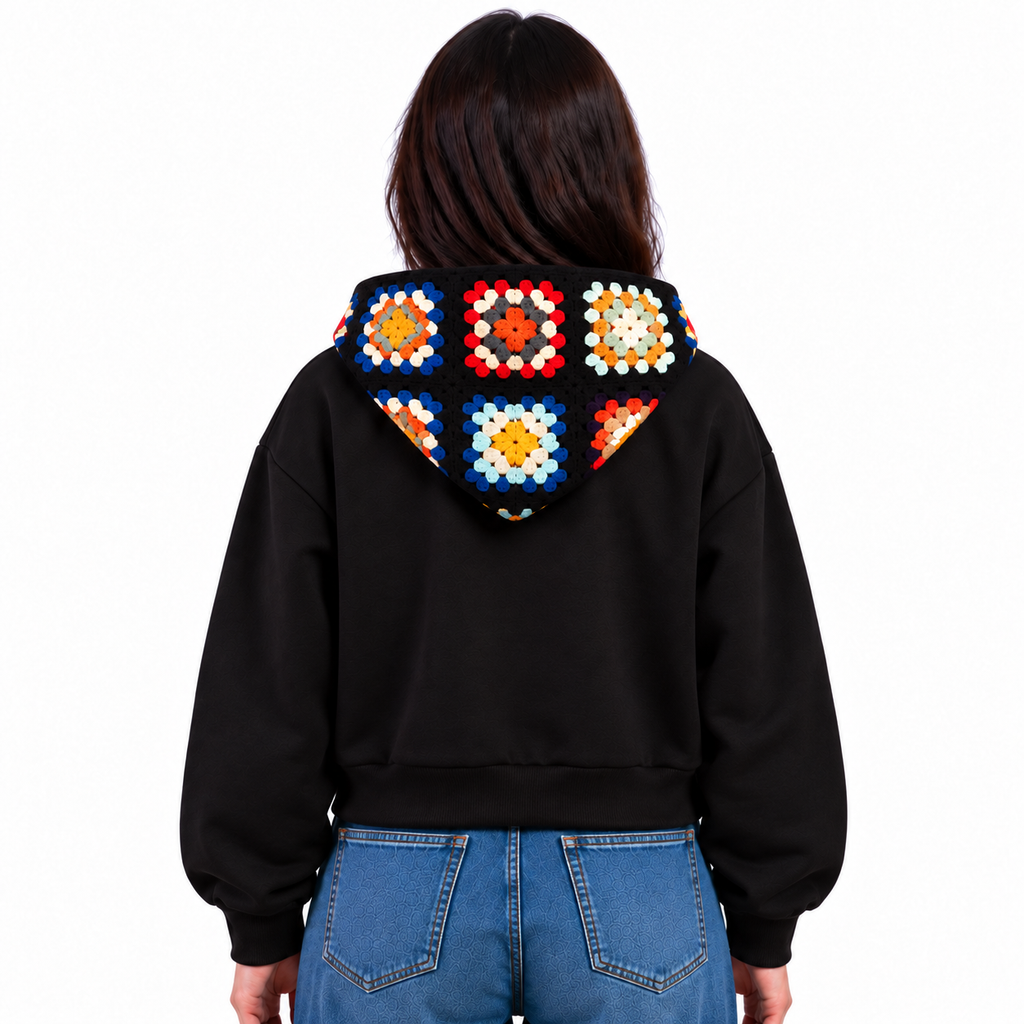 Granny square crochet hoodie