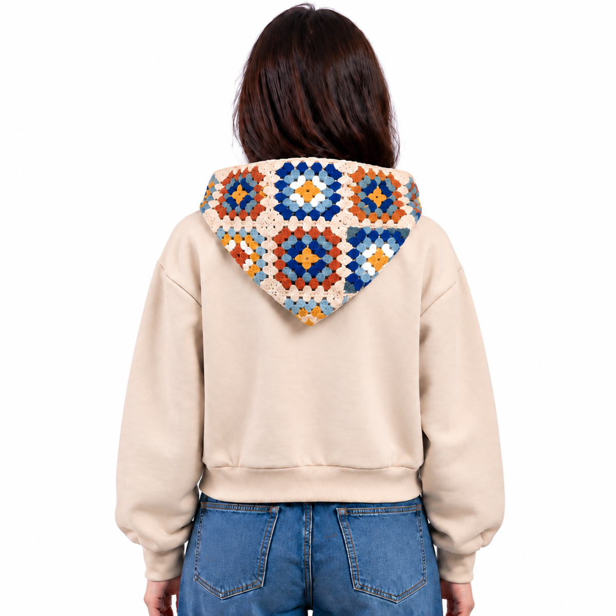Granny square crochet hoodie