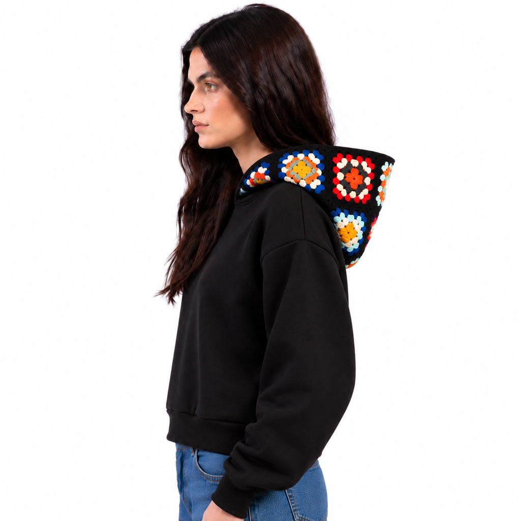 Granny square crochet hoodie