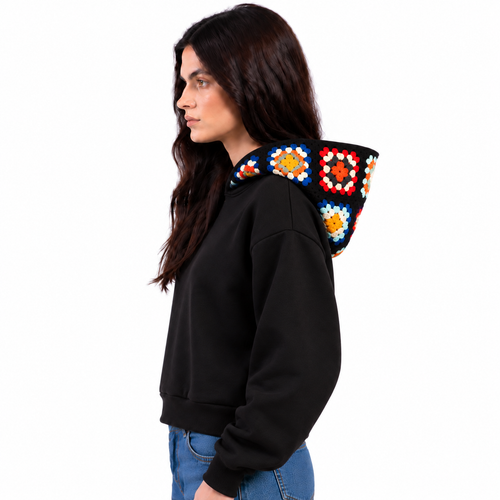 Granny square crochet hoodie