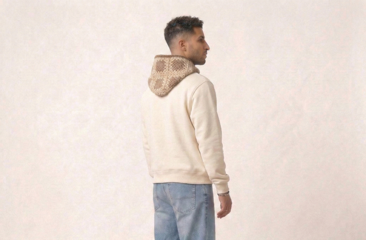 baige crochet hoodie